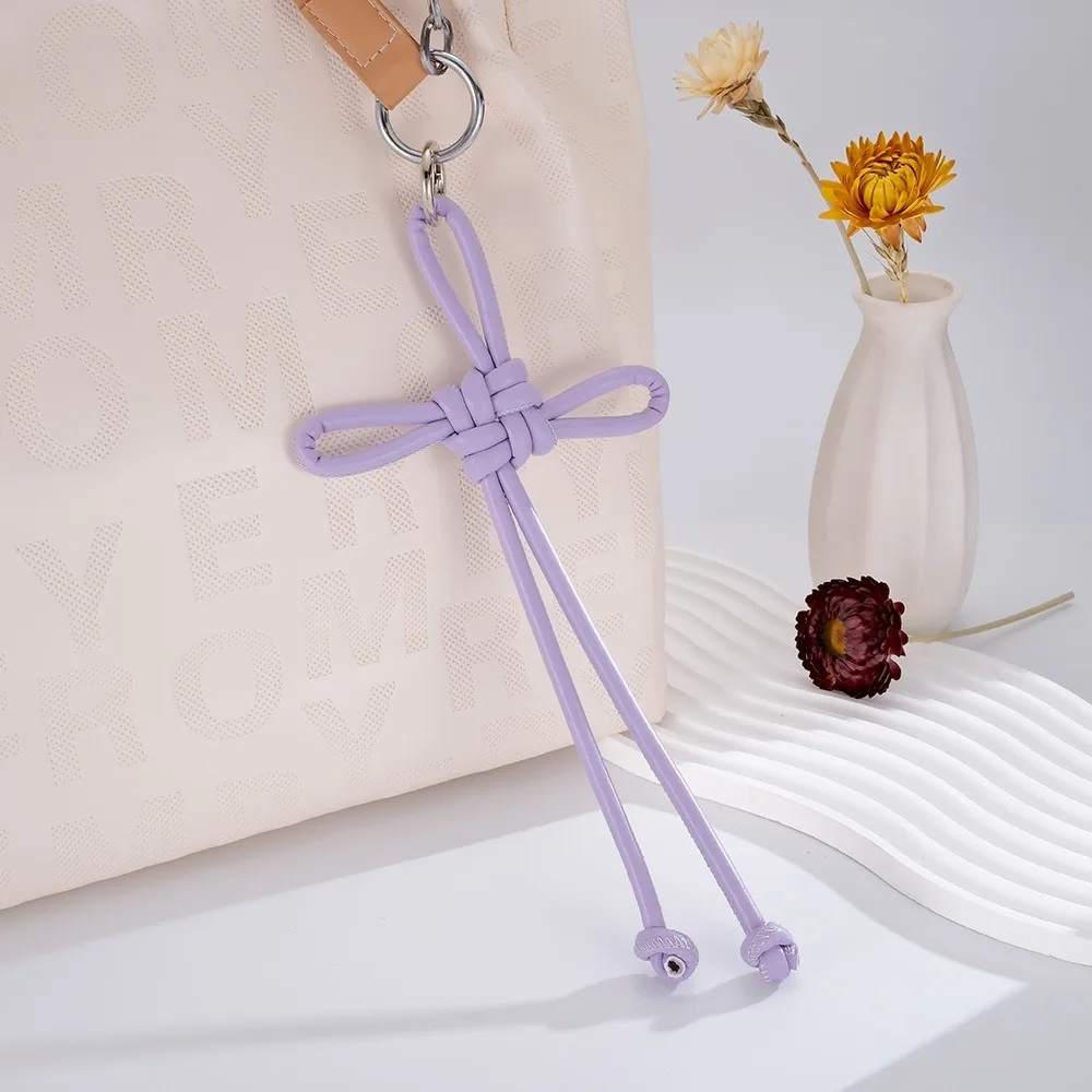 Fashion PU Leather Braided Rope Keychain DIY Braided Knot Chinese Knot Keychain Bag Pendant Women