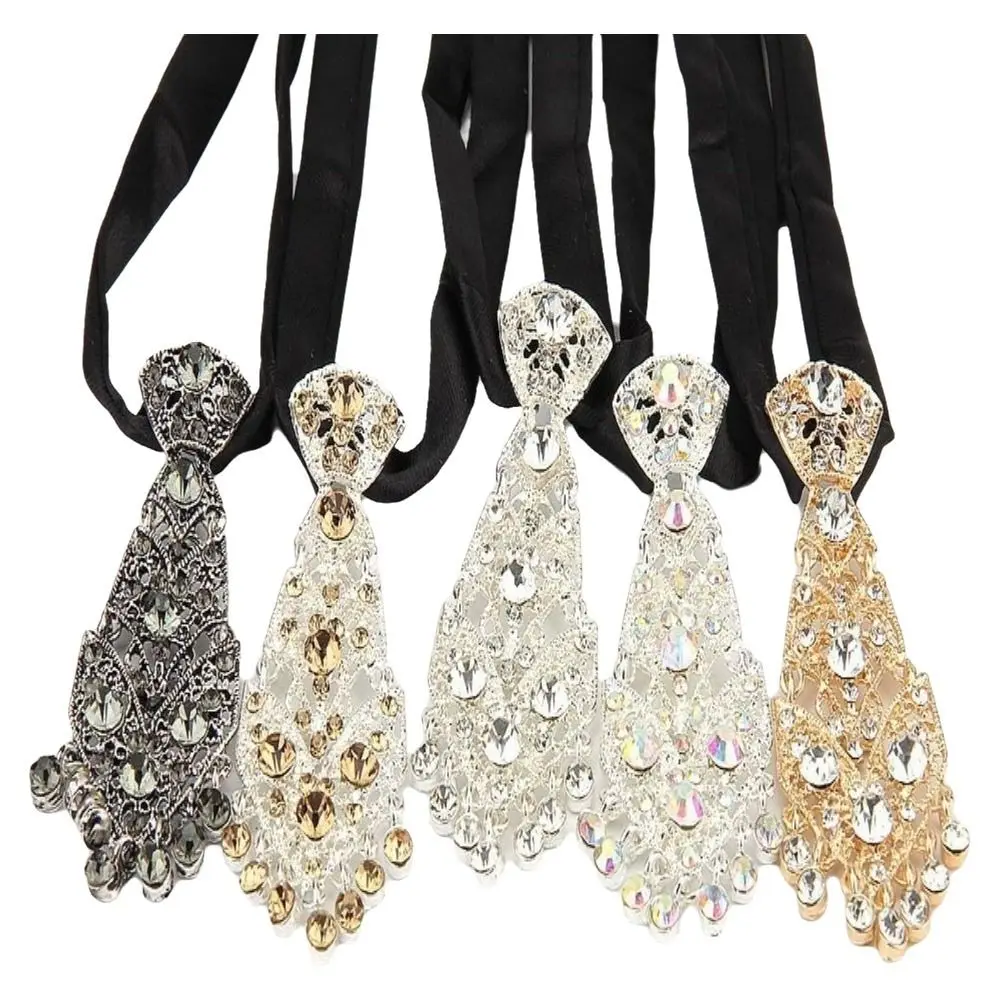 Spezielle Verstellbare Strass-Krawatte Modische Kurze Metallkrawatte Glänzende Funkelnde Kostüm-Krawatte für Wein-Partys