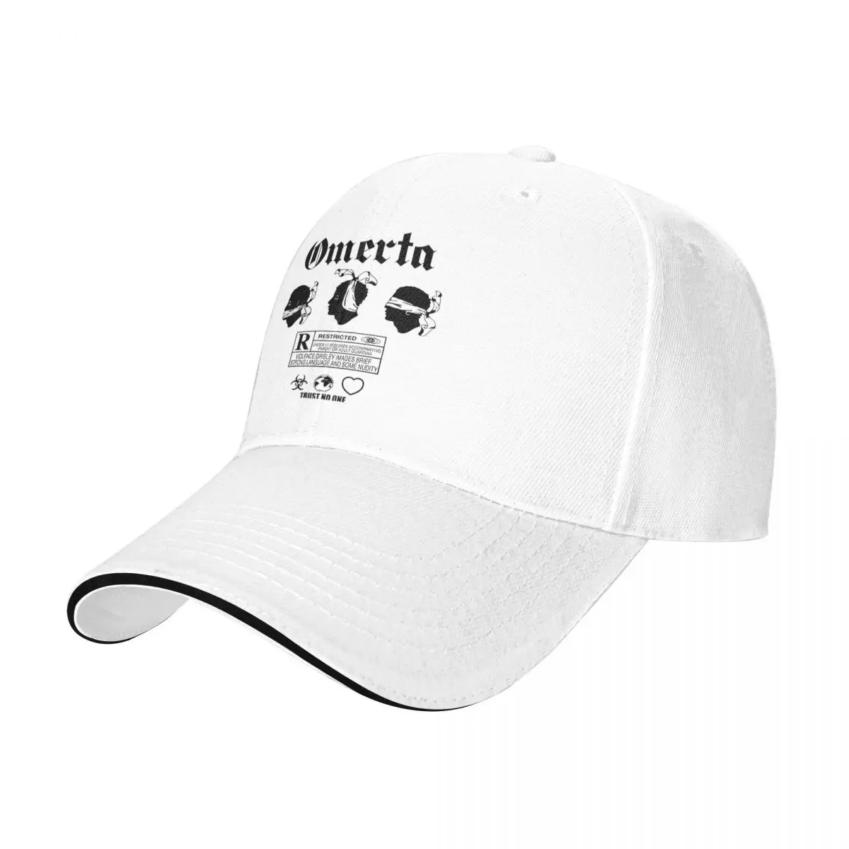 Omerta Baseball Cap Hip Hop Sandwich Cap Unisex Style Adjustable Dad Hat Running Golf