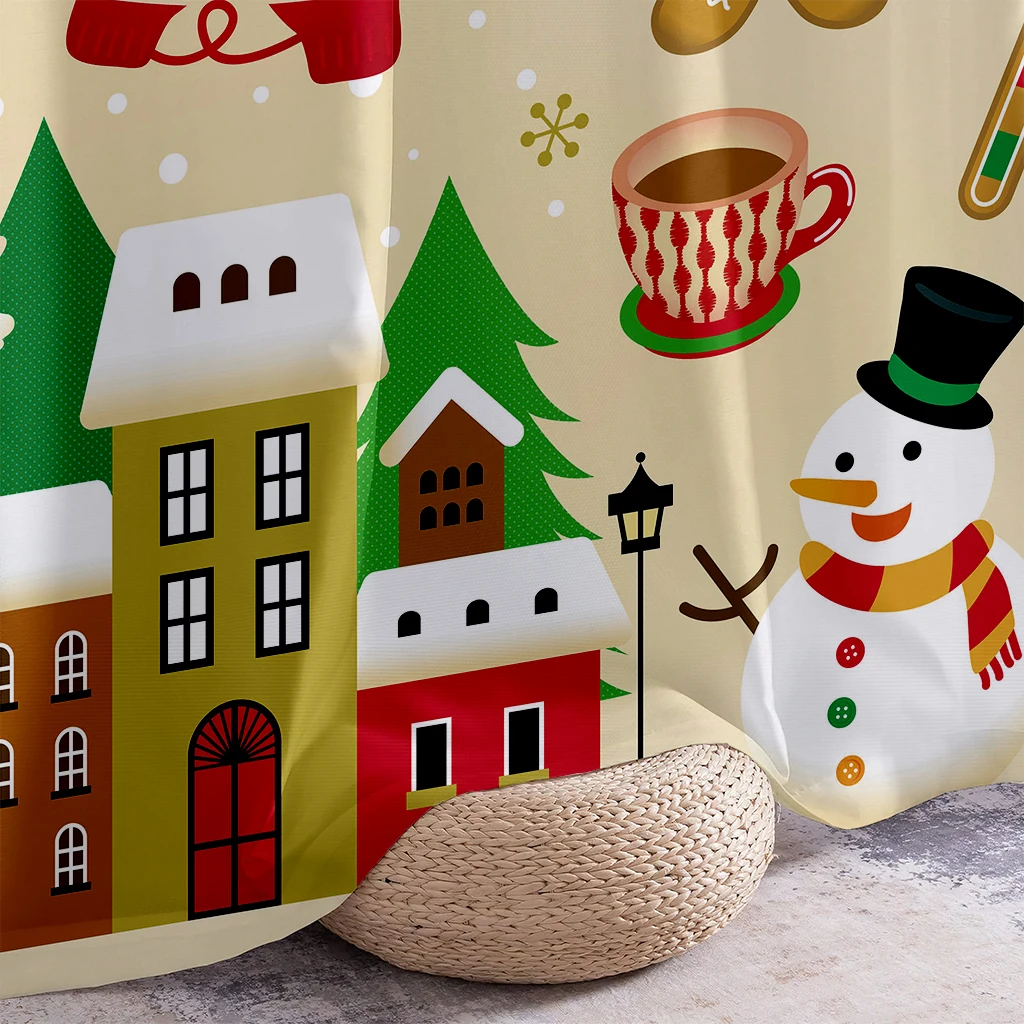 2pcs Christmas Decorations, Curtains With Cartoon Prints, New Year's Gifts, Festive Window Curtains For Children's Rooms.