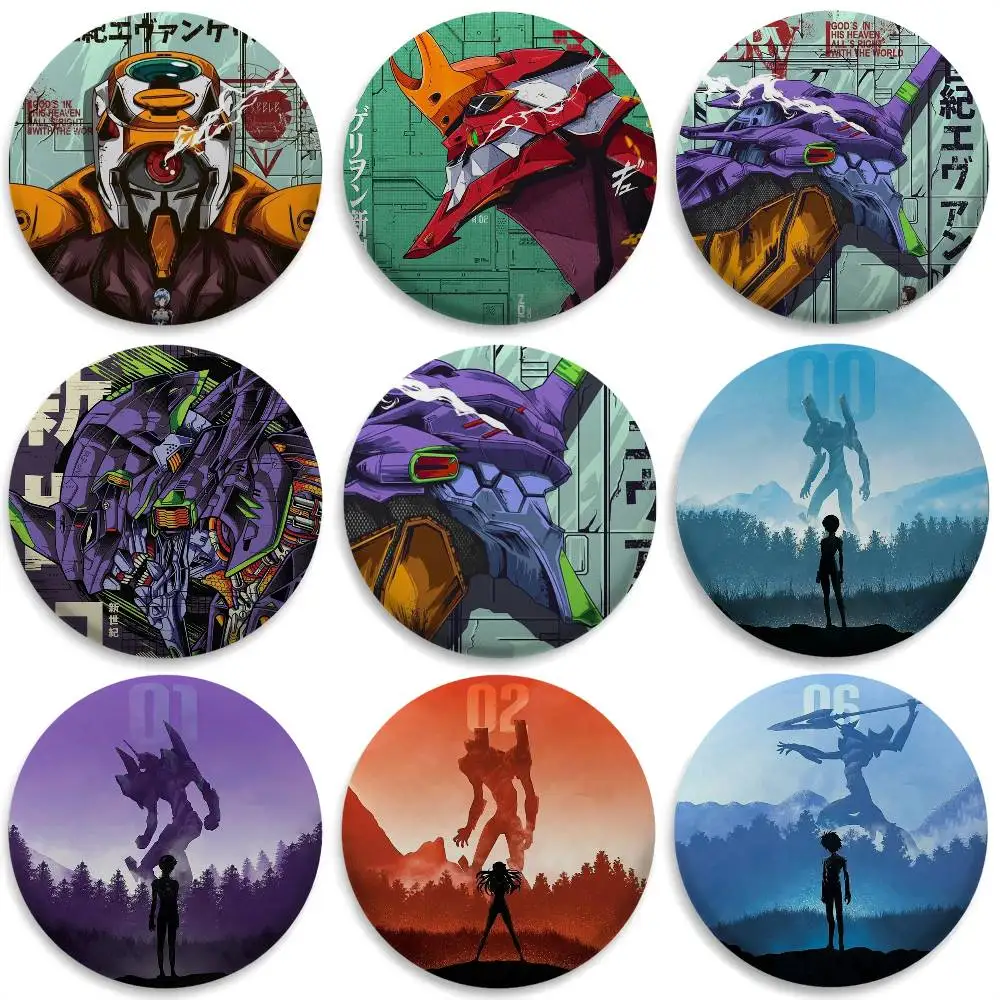 

Cool Anime E-EVAs Mecha Badges Round Exquisite Badge Brooches Creative Pins For Clothes Hat Backpack Gift Accessories