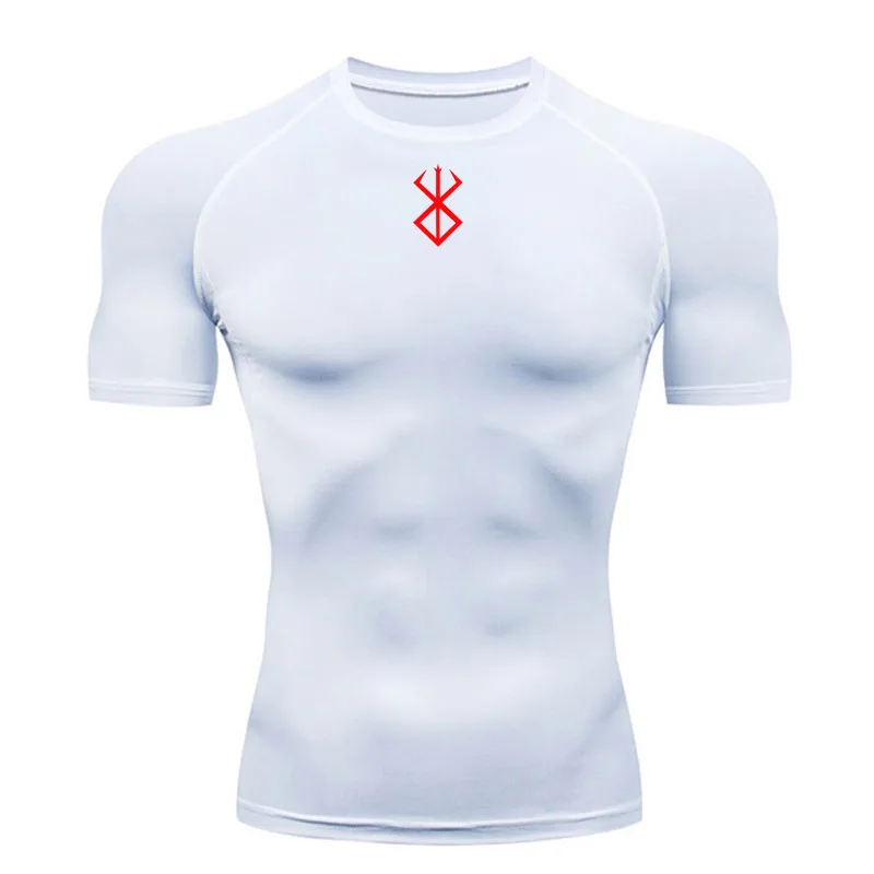 

Gym Compression Shirt Men's Running T-Shirt White Quick Dry Sportswear Bodybuilding T-Shirt Long Sleeves Sun Protection Skin 4XL