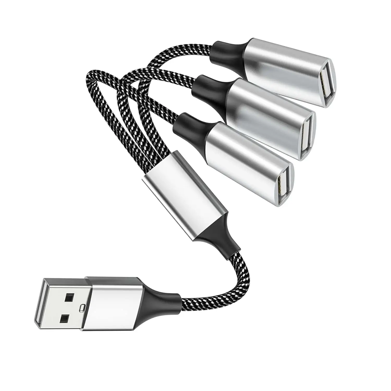 USB Splitter Y Cable,USB 1 Male to 3 Female Extension Cord Connector,Dual Double USBA Port Extender Hub,Data&Charger Power Split