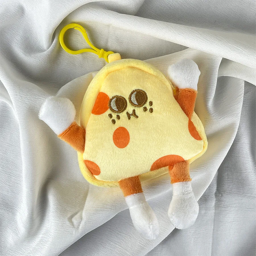 1 stks 13 CM Leuke Kaas Pluche Portemonnee Speelgoed Creatieve Kawaii Pop Decoratie Rugzak Charms Draagbare Pluche Diversen Opbergtas