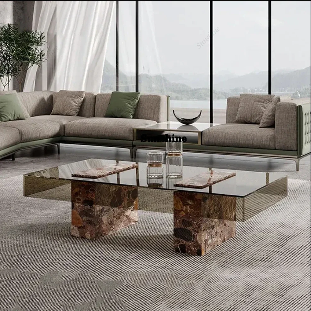 

Whole Living Room Green Marble Coffee Table New Design Luxury Glass Top Coffee Table FT