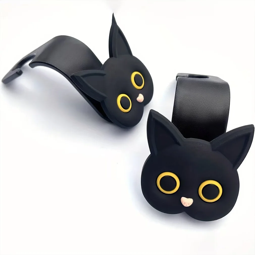 2PCS Universal 3D Cartoon Cat Car Seat Hook Hanger Car Seat Car Ornaments Adaptation Automobile Storage Organizer Bag Parts