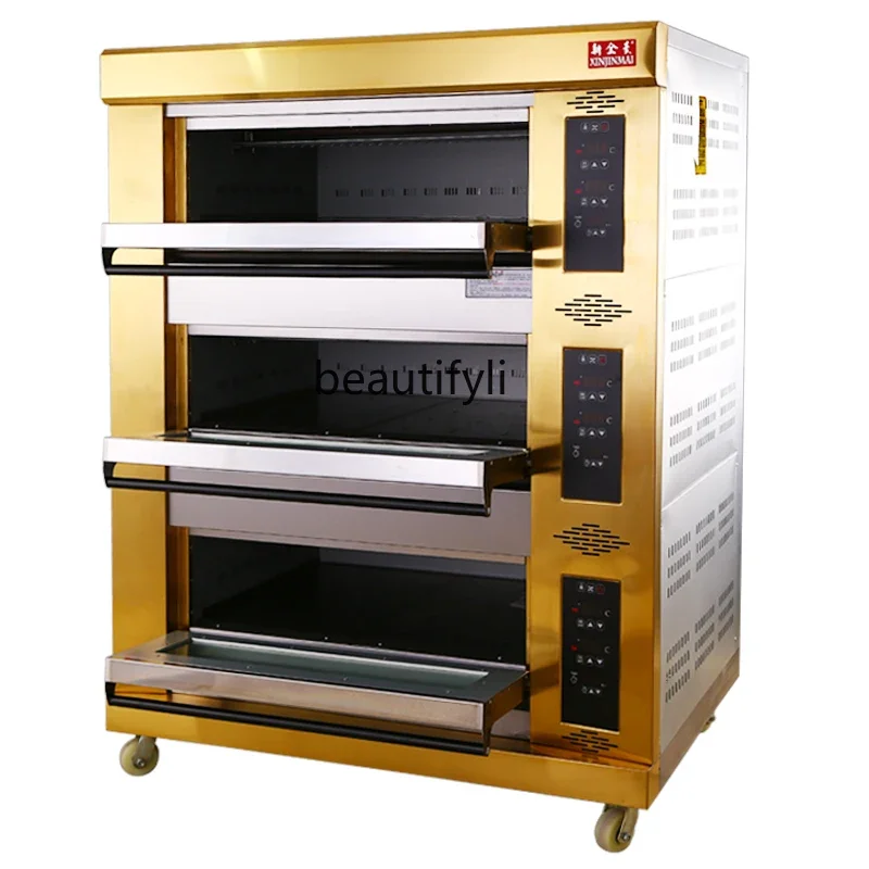 

Large capacity commercial electric oven infrared timing baking moon cake cake gas large two-layer four-plate oven