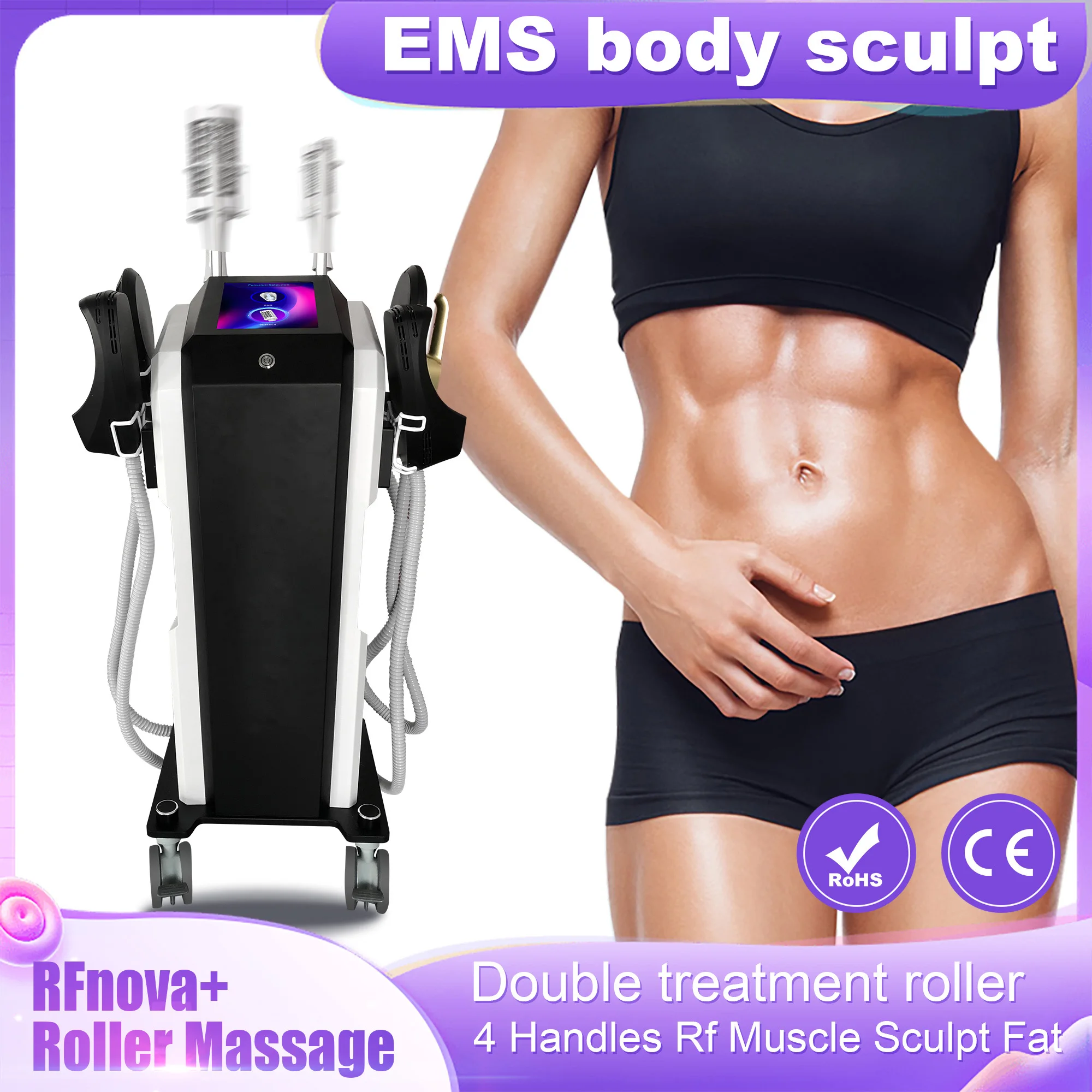 

Body Sculpt Machine TAIXL Inner Ball Roller Machine 6500W HI-EMT Neo Rf Microcourants Roller Massage Body cellulite Device Pro