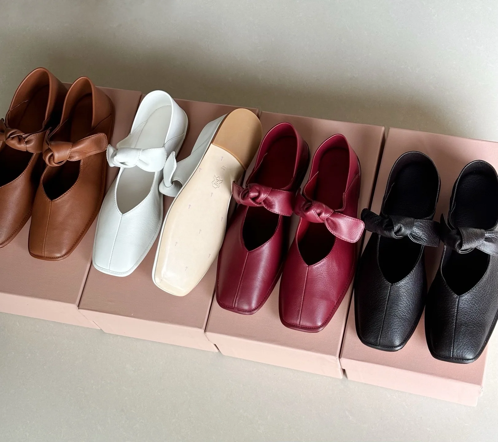 

Jenny&Dave 35-40 French Office Ladies Lazy Vintage Square Toe Bow Mary Jane Shoes Elegant Genuine Leather Flats Loafers Shoes