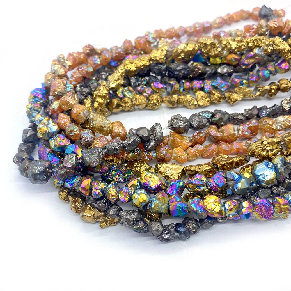 

Natural Stone Beads for Jewelry Making DIY Necklace Bracelets Irregular Plating Gold-Color Beaded 4mm Charms Accessories