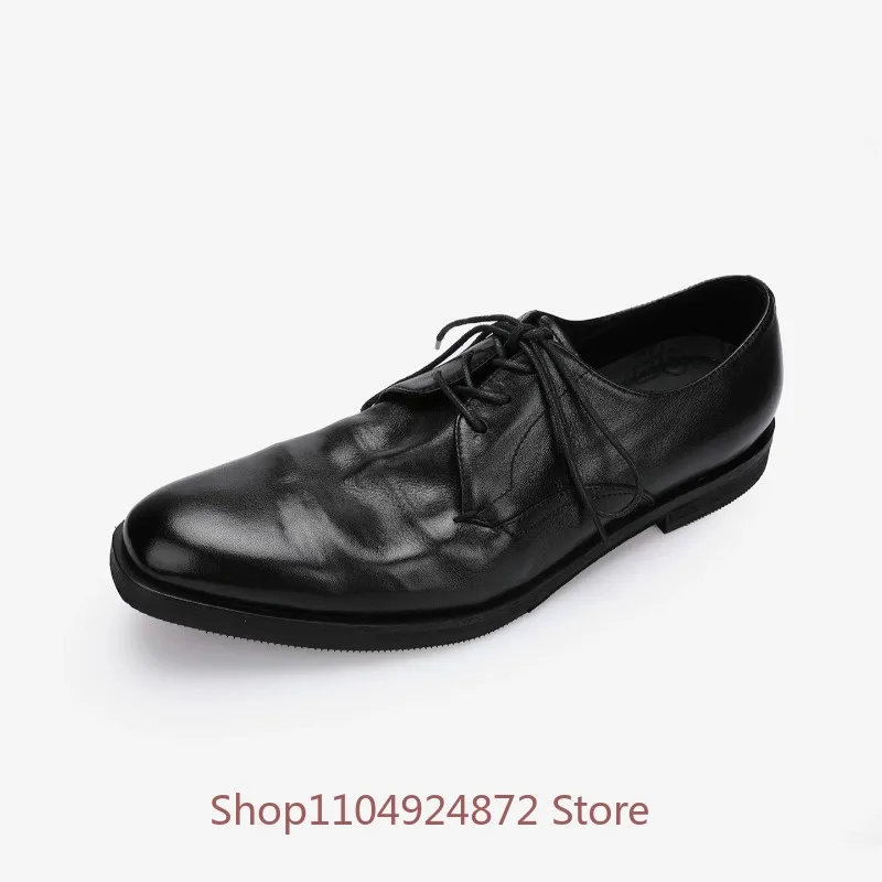 British Style Genuine Leather Office Party Wedding Shoes Men's Dress Work Walking  Lace‑Up Business Casual Oxford Shoes Male