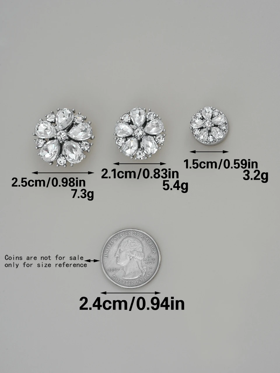 2pcs Rhinestone Cufflinks Luxury Button Cover Shirt Button Clip for Women Dresses Decorative Buttons Bling Cuff Links