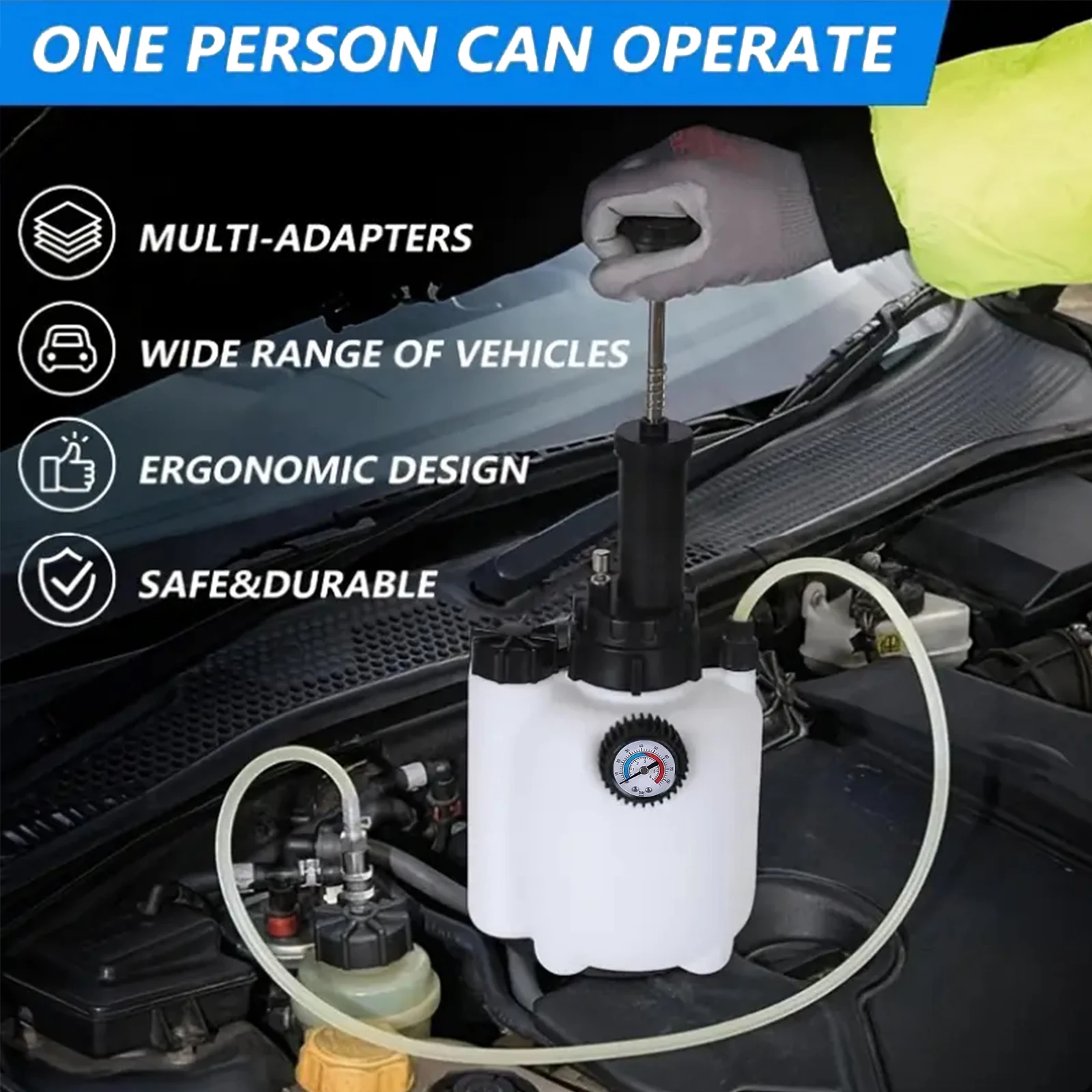 

3L Car Manual Brake Fluid Bleeder Kit W/1L Brake Fluid Bleed Bottle & 4 Adapter Auto Pneumatic Brake Bleeder for Car Motorcycle