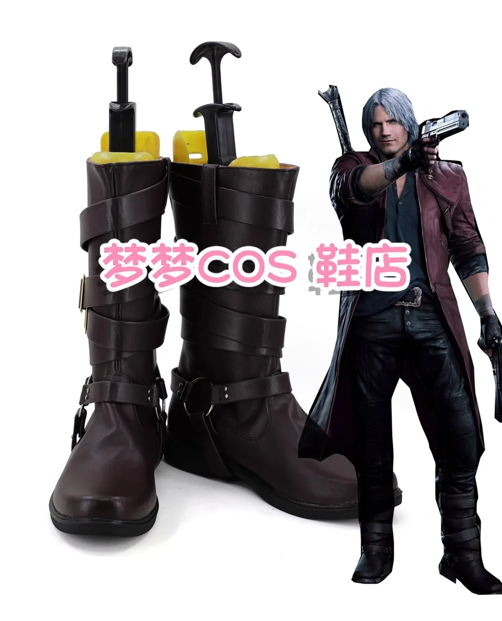 DMC 6 Dante Cosplay Costume Shoes Handmade Faux Leather Boots