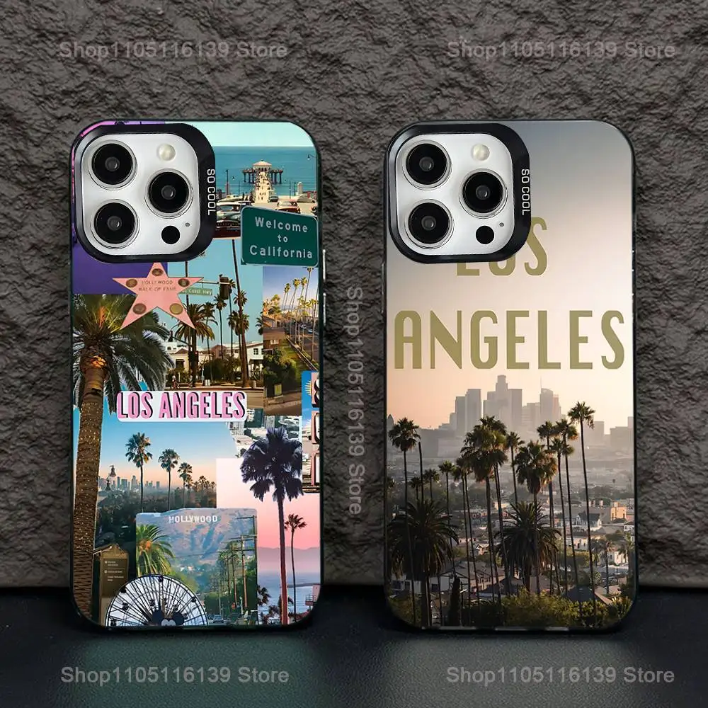 

Travel Los Angeles California Phone Case For iPhone 16,15,14,13,12,11,Pro,XS,Max,Plus,Mini,SE Black Candy Matte Shockproof Cover