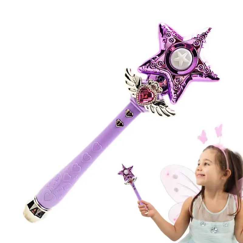 Light Up Princess Wand Star Wand Toy Princess Wands Cute Sparkling Angel Wand Sticks With Light And Music For Halloween