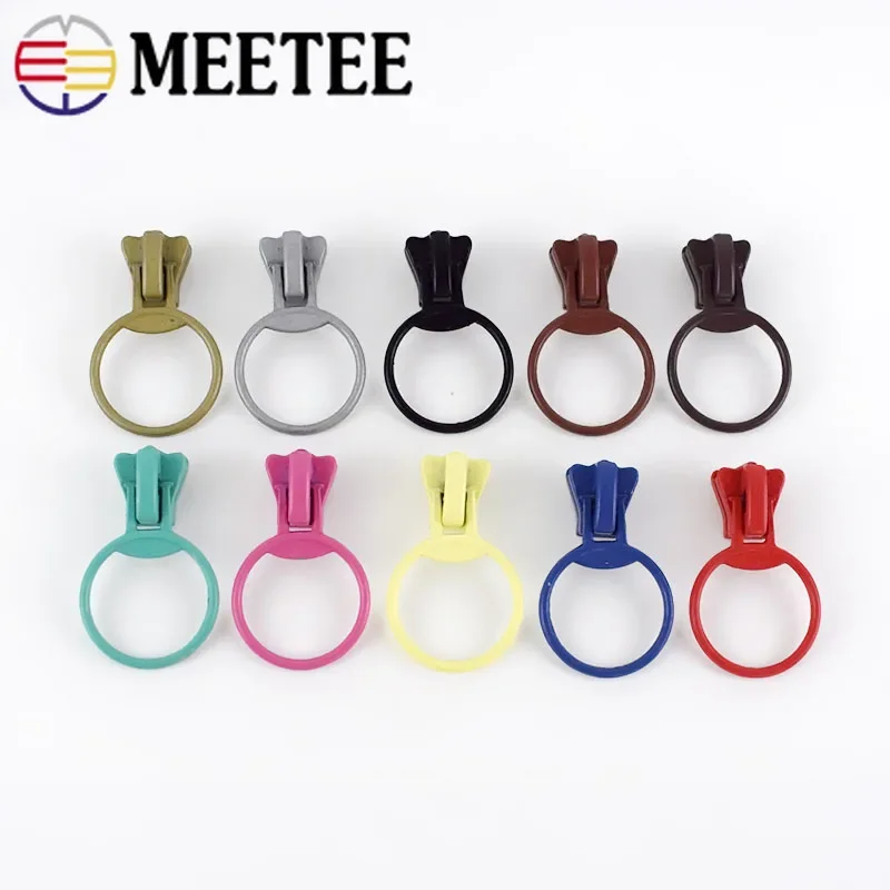 10/20Pcs 5# Zipper Sliders For Resin Zippers O Rings Bags Zip Pull Head Zips Repair Kit DIY Sewing Replacement Accessories