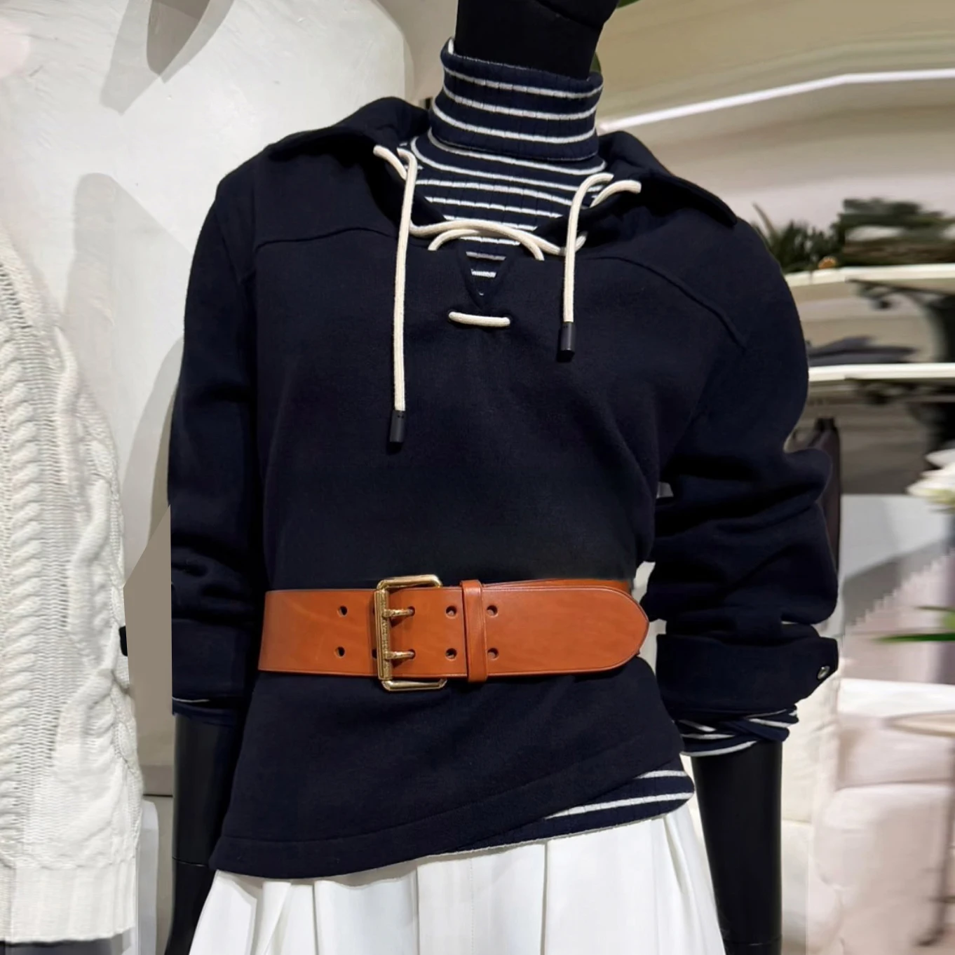 

Faionable Navy Blue Tie-Dye Sweatirt Women's Casual Sle French Sle Long Sve Regular Fit Online Exclusive