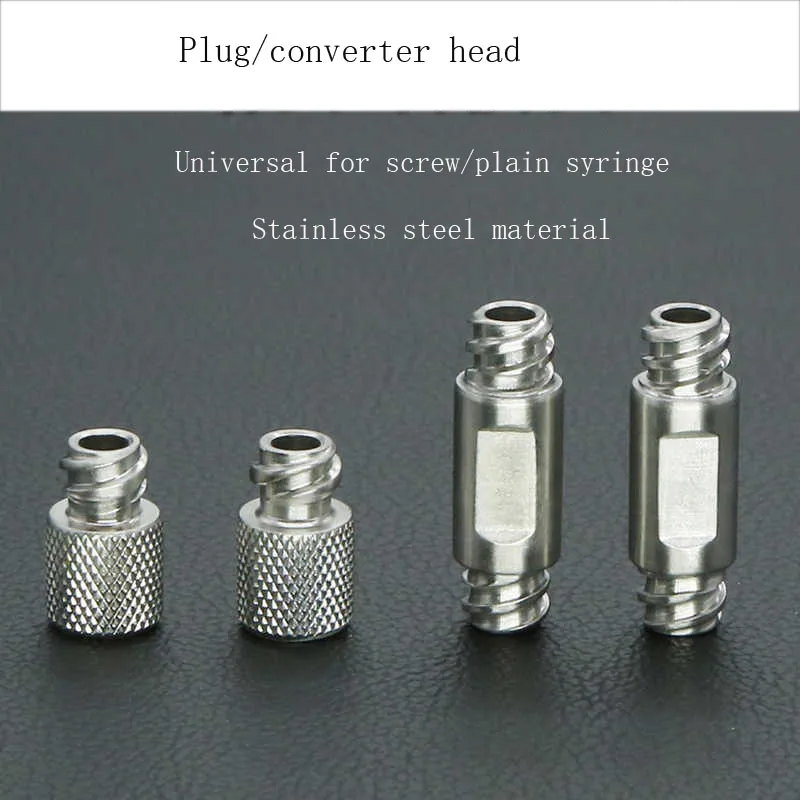 Cosmetic plastic syringe syringe plug screw flat syringe converter Stainless steel double-pass adapter