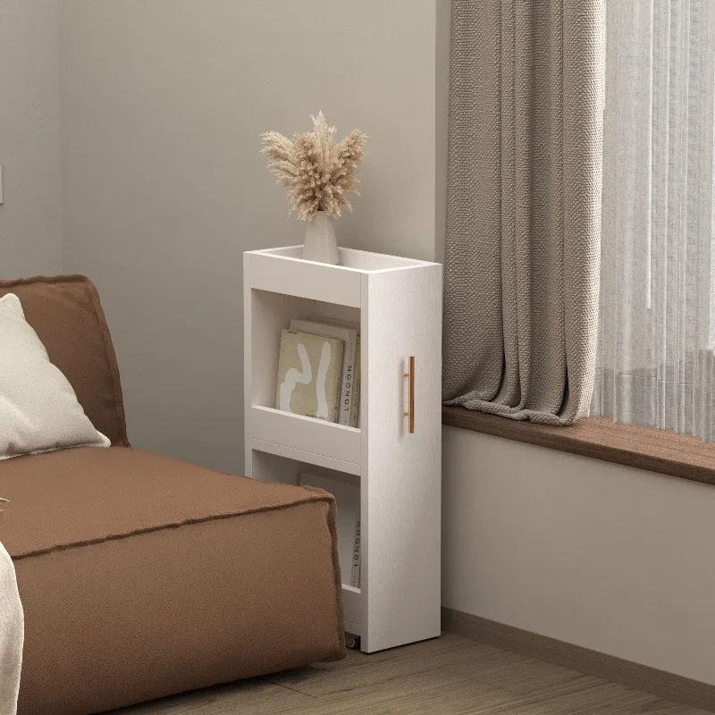 15cm Ultra Narrow Gap Storage Cabinet,Solid Wood Multi Layer Mobile Side Rack,Bathroom Classification Cabinet,Room Sofa Bookcase
