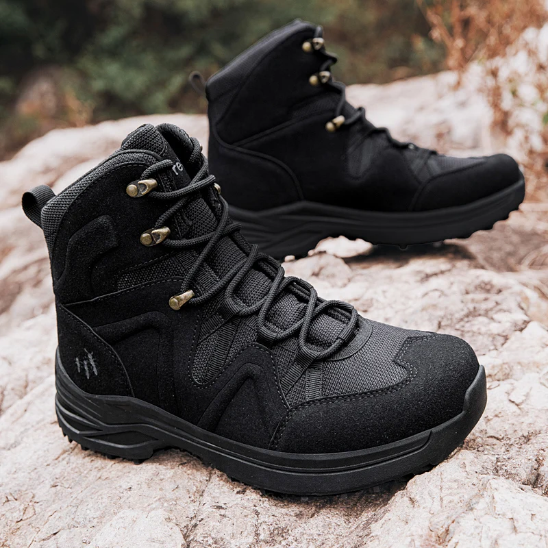 Men’s Tactical Boots Autumn Lightweight Plus Size Side-zip Mesh US Combat Boots Outdoor Durable Hiking Desert Work Boot