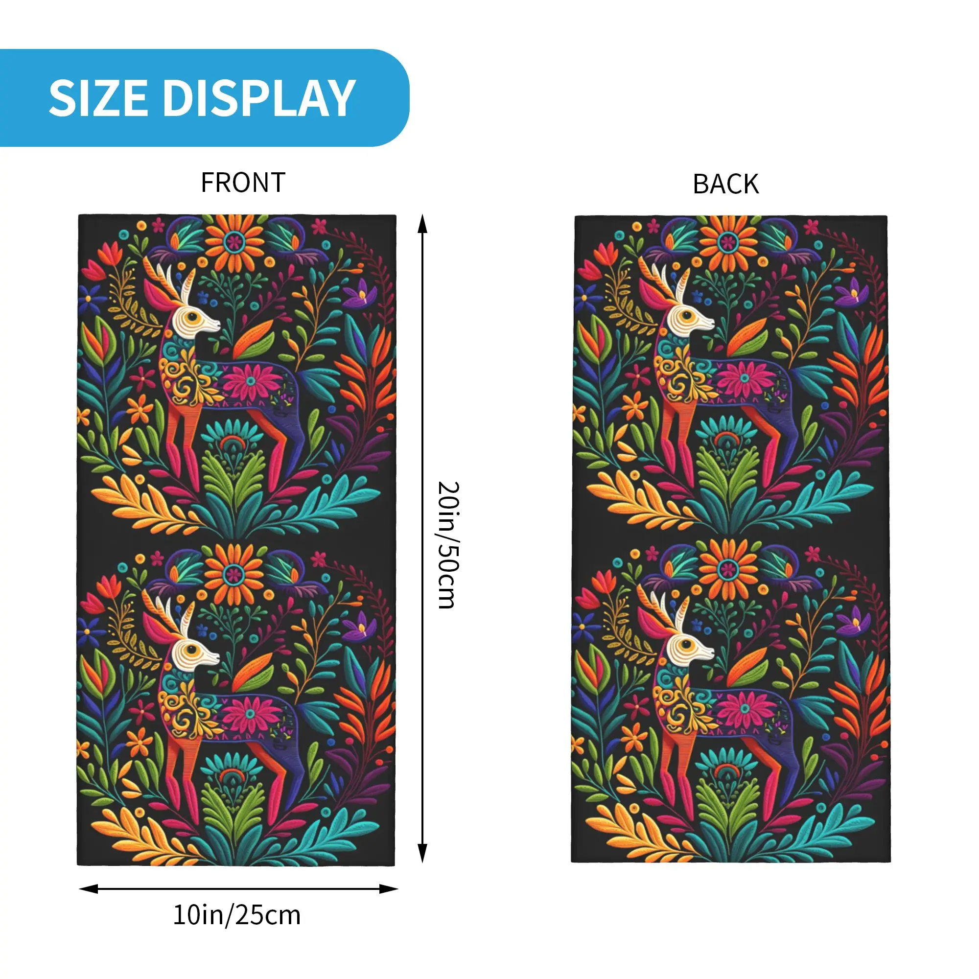 Mexican Flower   Otomi Art Neck Gaiter Men Women UV Protection Winter  Bandana Scarf for Cycling