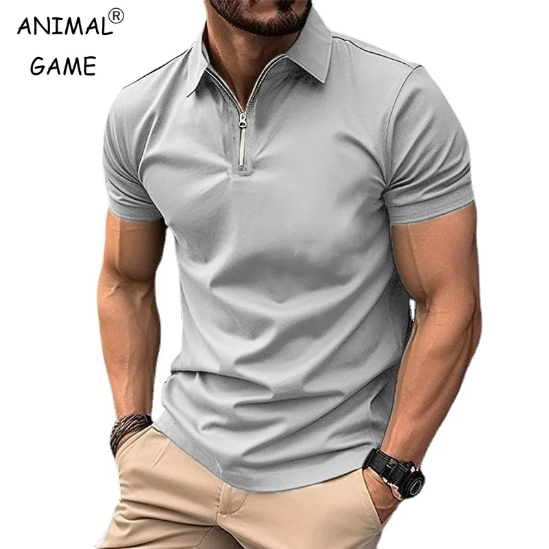 Neues Kurzarm Polo T-Shirt Reiß verschluss Revers Polo für Männer Sommer leichte Streetwear Jogger Sport große Tops