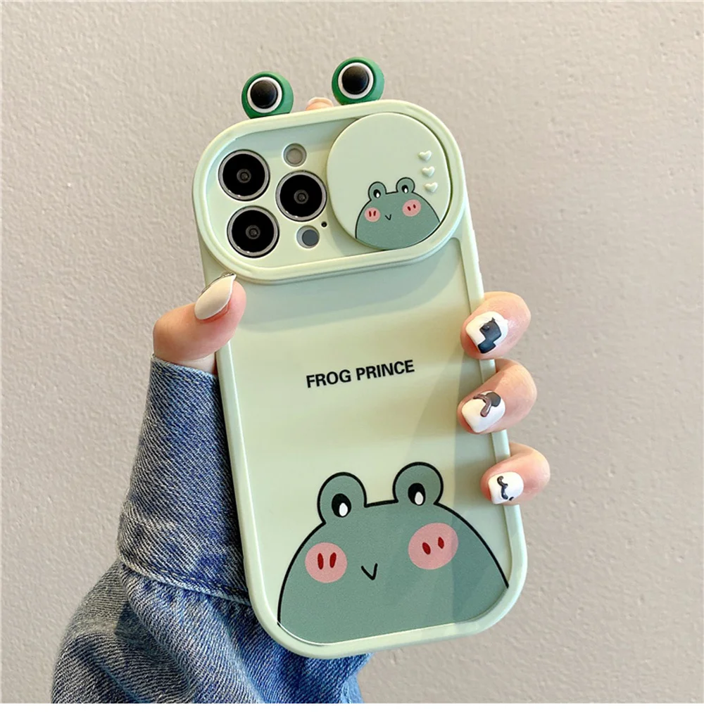 Cartoon Bear Funny Frog Cute Animals Shockproof Phone Case For iPhone 15 14 13 12 11 Pro Max X Xs Max Xr Soft Back Cover Case