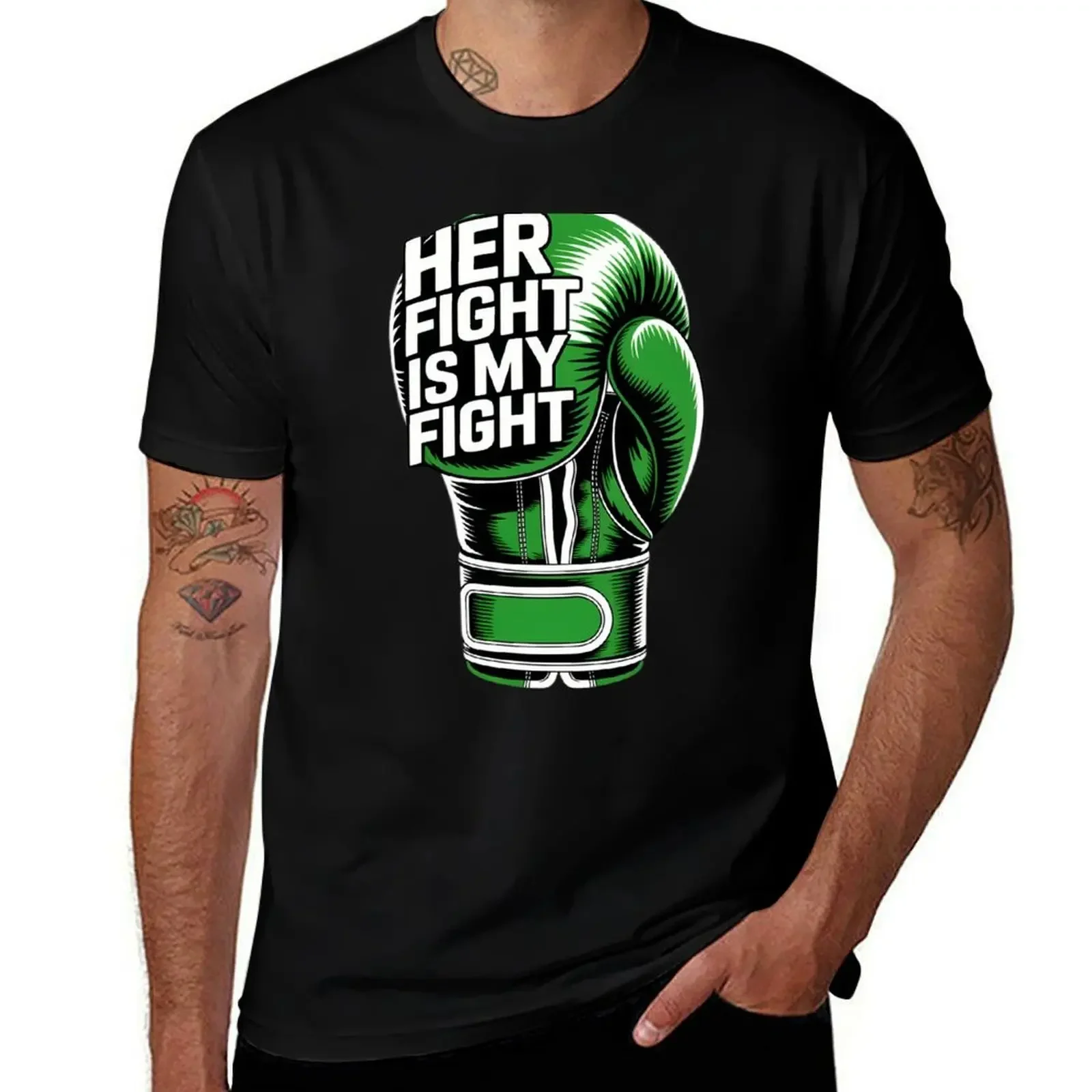 

Her Fight Is My Fight Adrenal Cancer Awareness Warrior T-Shirt summer top custom shirt sweat blue lock men clothing