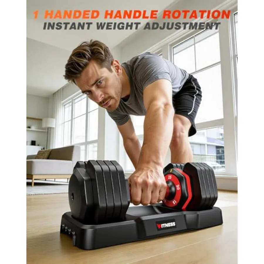Adjustable Dumbbell Set, Quick Adjust Free Weights for Home Gym