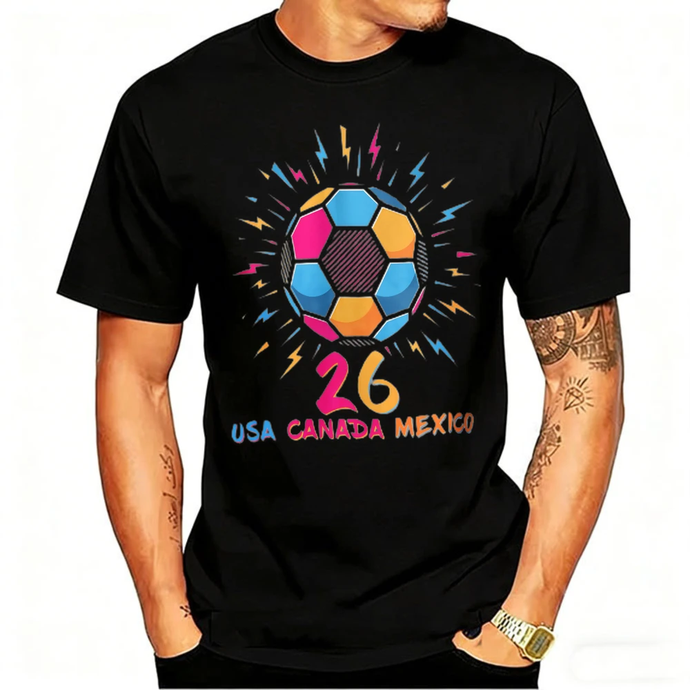 2026 USA Canada Mexico Soccer T-Shirt Retro Lightning Graphic Tee, Perfect Gift for North American Football Fans & Supporters