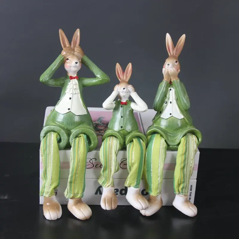 

A Set of 3Pcs Rabbit Pendant Resin Crafts Outdoor Garden Courtyard Decoration Interior Bedroom Living Room