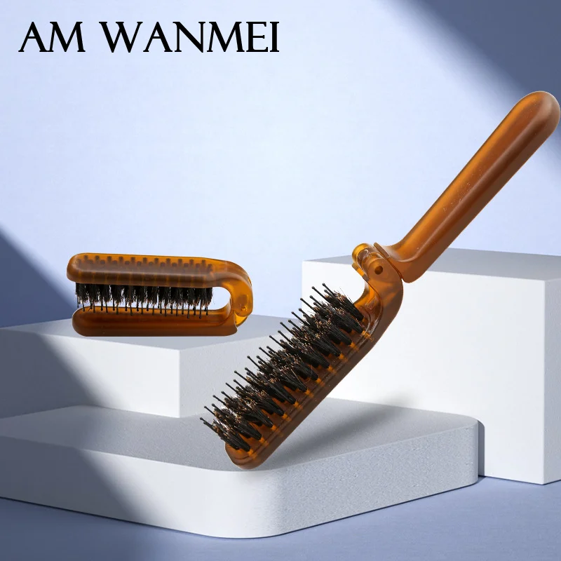 1pcs Mane Bristle Hair Brush Amber Foldable Portable Comb Pocket Collapsible Travel Soft Massage Comb Salon Hair Styling Tool