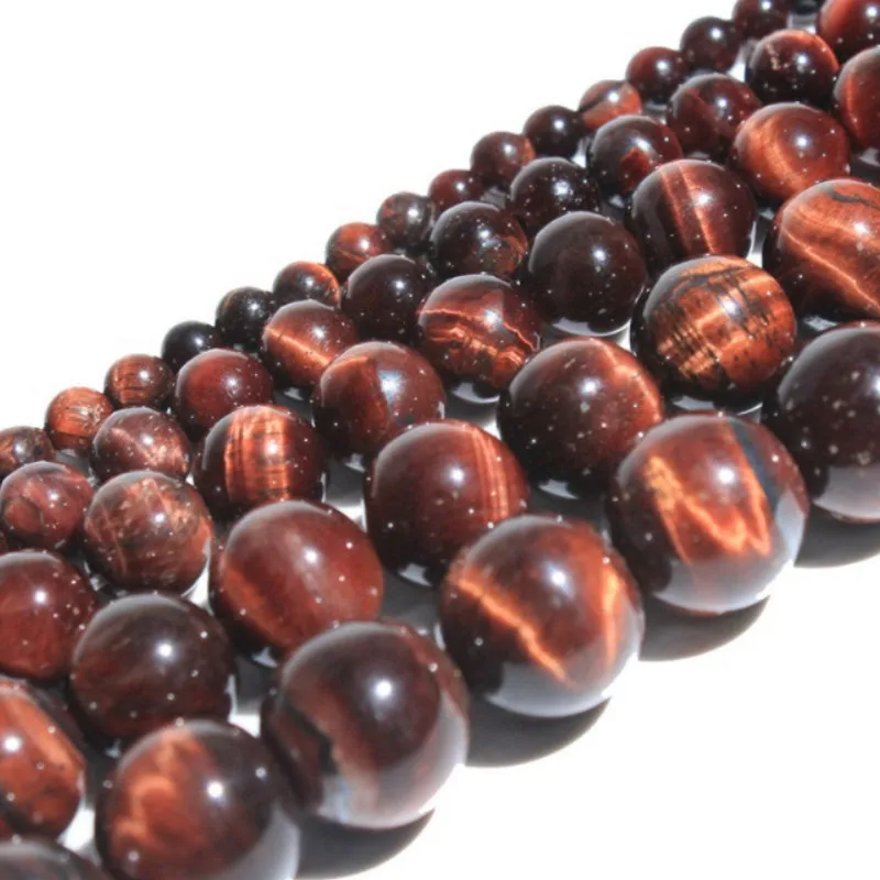 Red Tiger Eye  Loose Beads Natural Gemstone Smooth Round for Jewelry Making