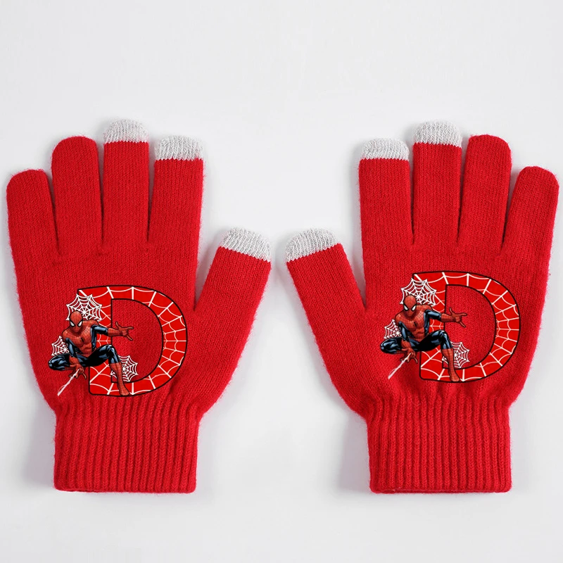 قفازات مارفيلز سبايدرمانز للأولاد 26 حرف A-Z قفازات أصابع مطبوعة كاواي قفازات شتوية عصرية للأطفال في الهواء الطلق ملحقات ركوب الدراجات هدية #5