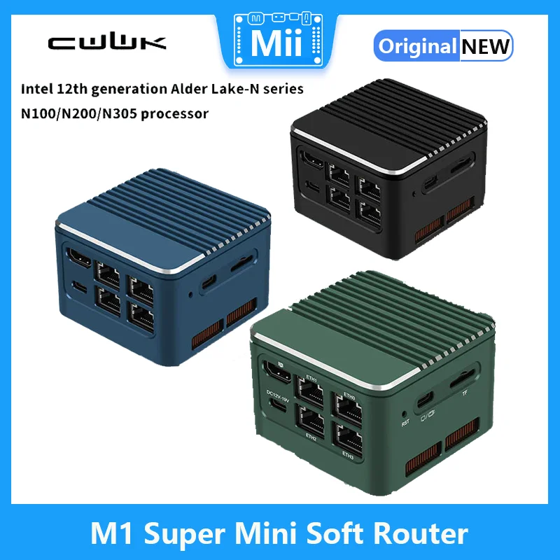 Imagem -01 - Cwwk-computador de Firewall m1 Super Mini Macio Router 12ª Geração Alder Lake i3 N305 N100 4x Intel 2.5g Lan Tipo-c Proxmox Pfsense Esxi
