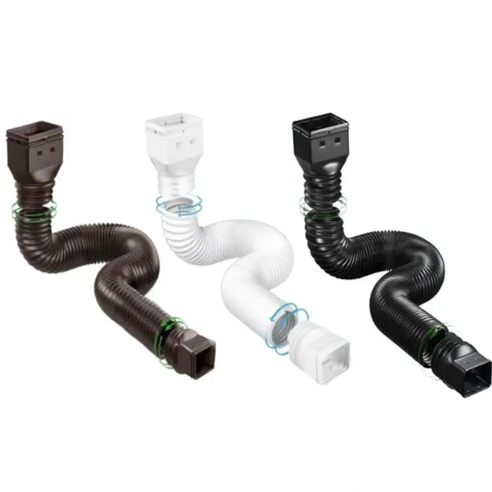 Adjustable HDPE Plastic Square Downpipe Rain Gutter Hose For Residential Building Exterior Water Management