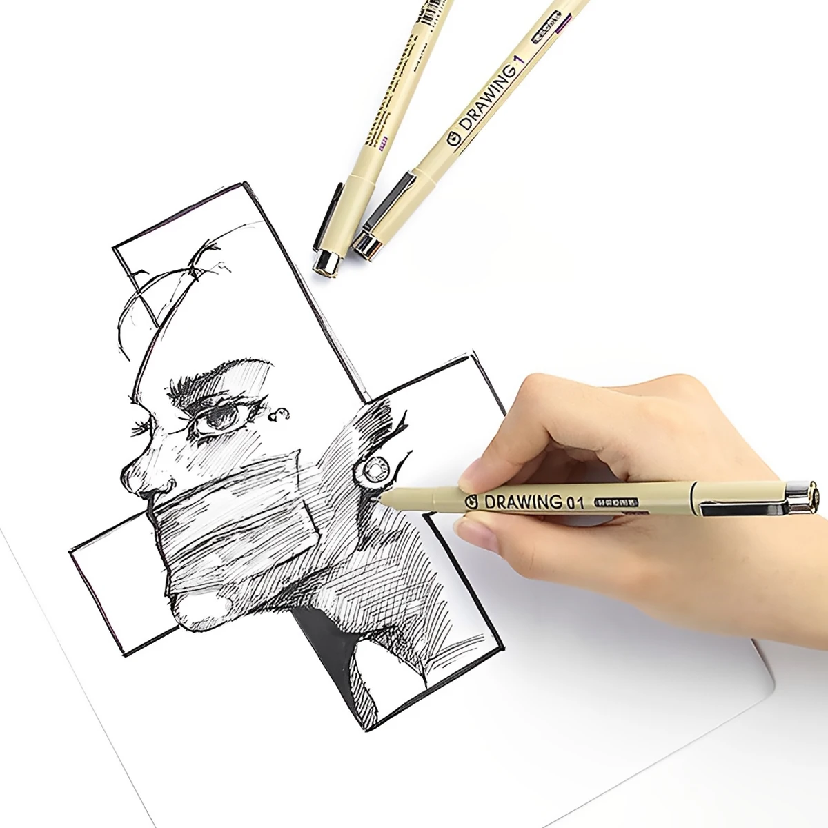 12Pcs Fineliner Pens Set Waterproof Manga Markers Pen Hand-painted Micro-line Pen Quick Drying Sketch Pens Set Black Fine Line