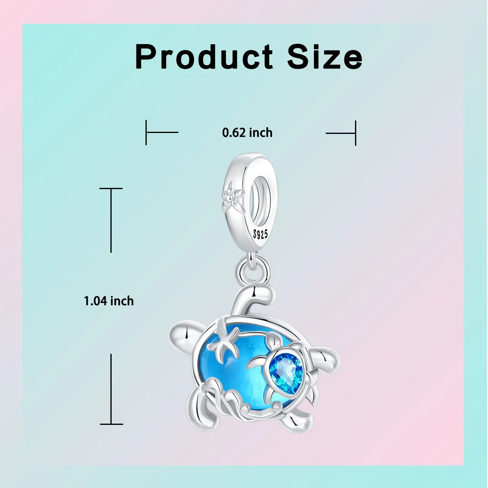 Blue Zircon Inlay Sea Turtle Starfish Charms Bead Original 925 Sterling Silver Pendants Fit Bracelet Jewelry Gift Marking