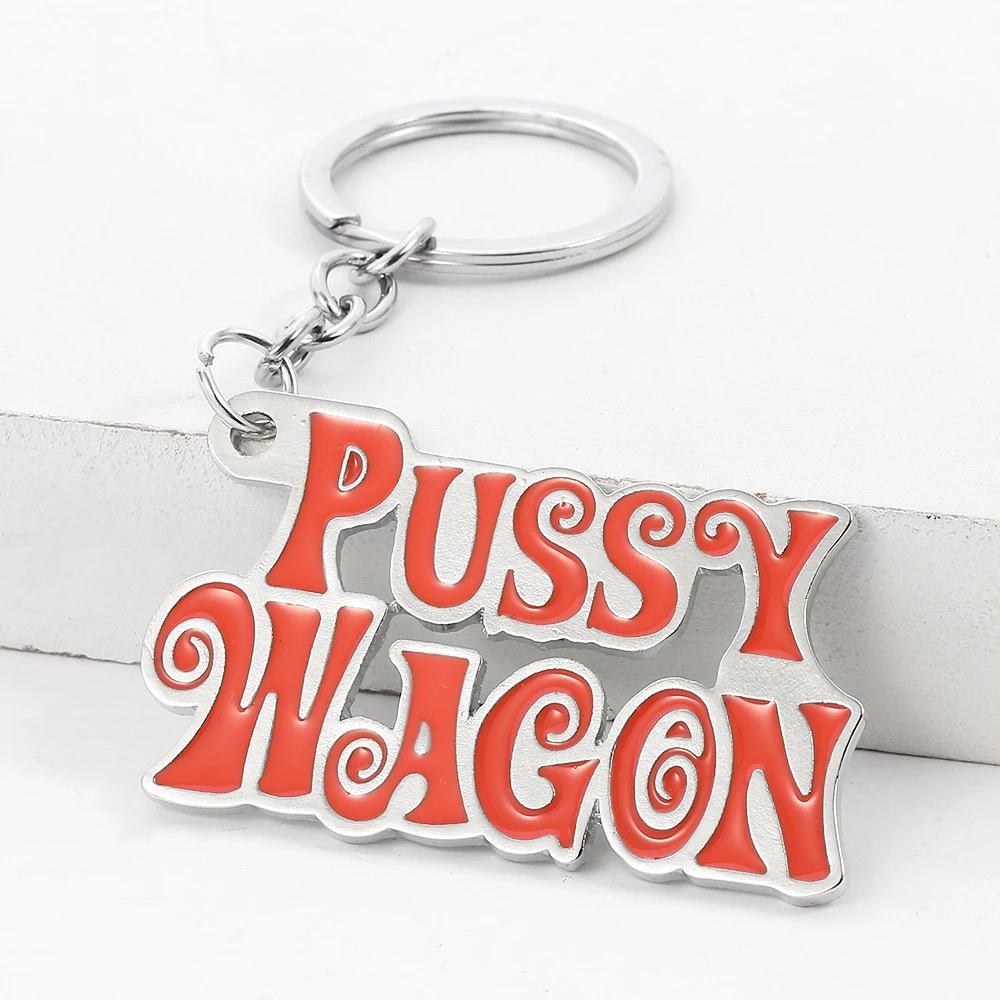 Movie Kill Bill Keychain Letter Pussy Wagon Metal Enamel Badge Pendant Keyring Car Backpack Key Holder Jewelry Accessories Gifts