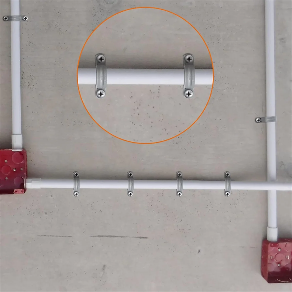 이중 구멍이 있는 PVC 파이프, 파이프 클램프가 있는 플라스틱 도관 클램프, U PVC 클립, 2 홀 (50 개, 3/4 인치)