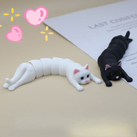 3D Articulated Cat Desktop Mini Ornament & Palm-Sized Doll - Mini, Cute & Healing-Style, White Cat & Black Cat