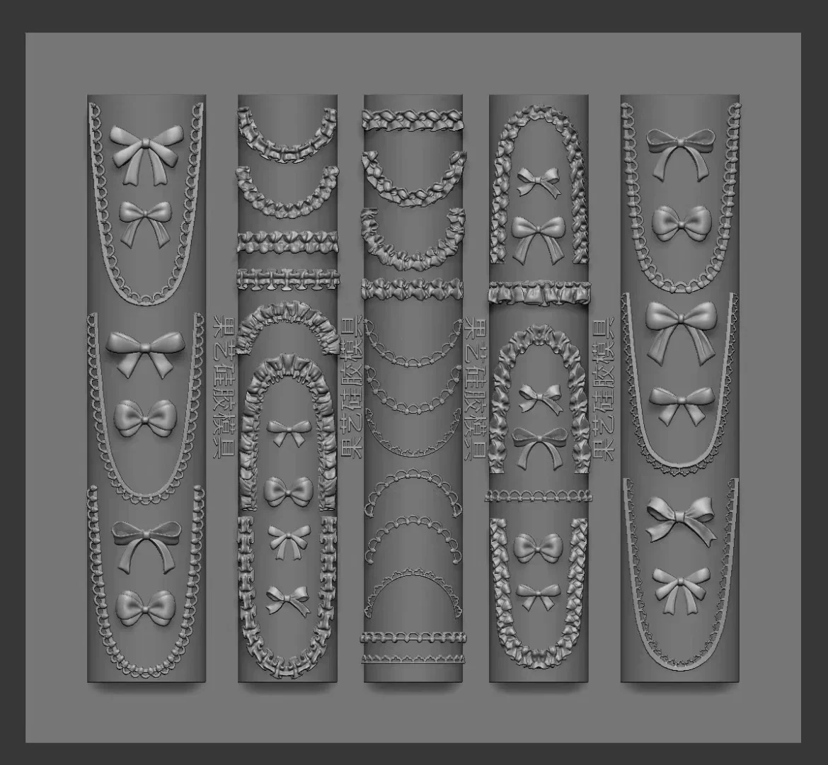 

1pc Chain French Lace Button 3D Acrylic Mold Wing Nail Art Decorations Silicone Decorated Heart Nail Art Templates Nails Mold