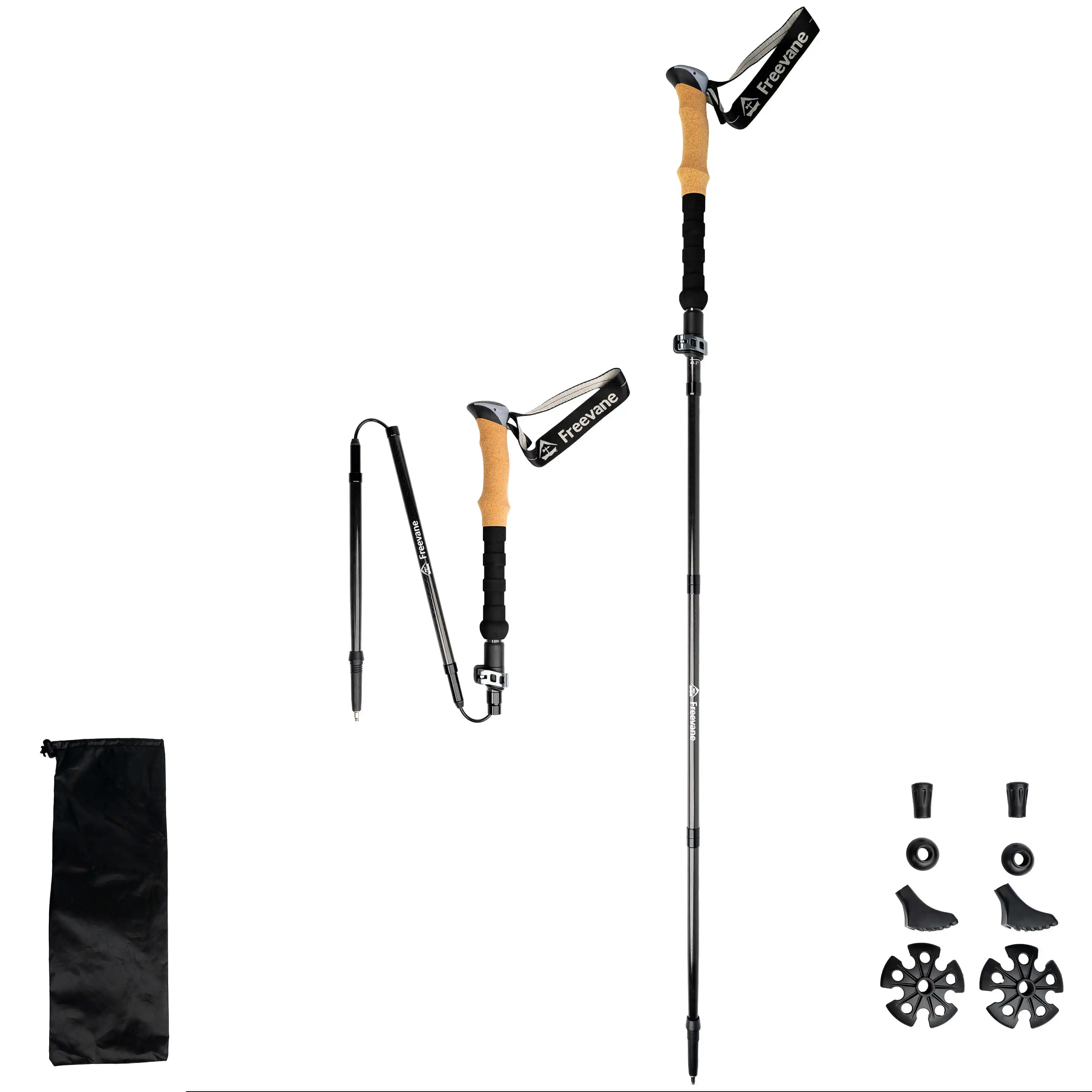 

Carbon Fiber Hiking Poles Pair, Folding Z Trekking Poles 5-Section, Cork Grip, Quick Lock Adjustable, Ultralight, Tips Baskets B