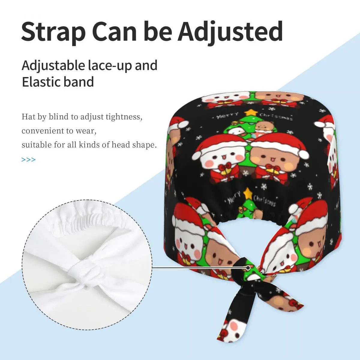 ナースハット Dudu Bubu 女性と男性用のワーキングキャップ メリークリスマス カジュアル ロングヘア スクラブキャップ 快適な医療用キャップ