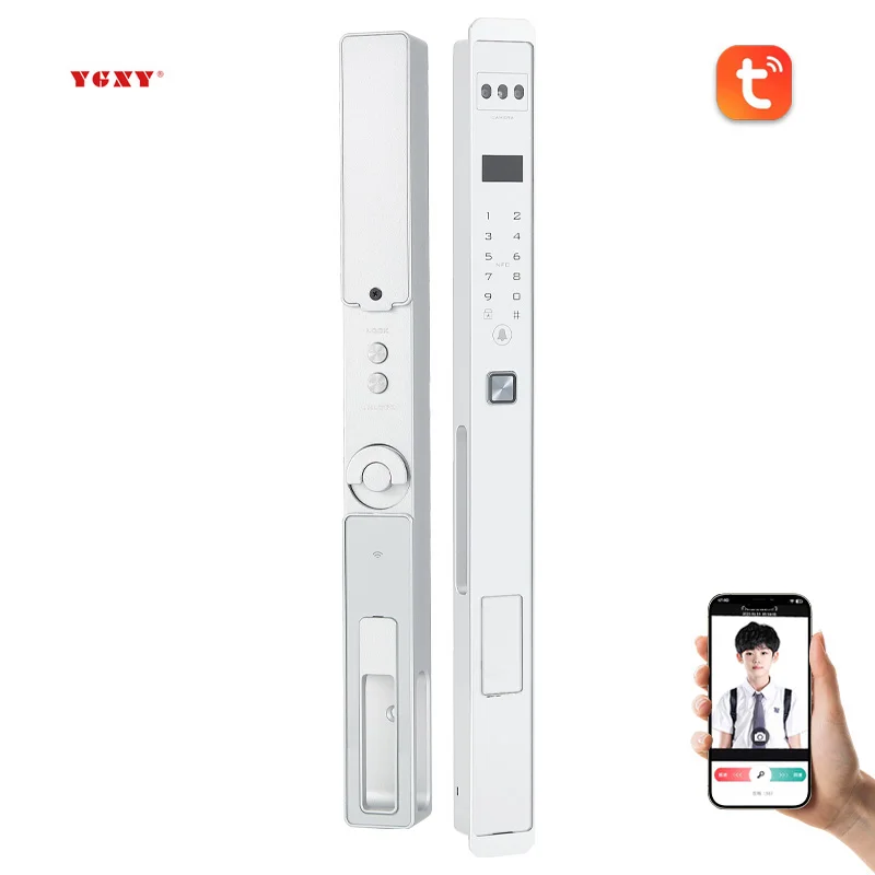 

Video Doorbell Waterproof Smart Aluminum Door Lock Fingerprint Password Narrow Gate Digital Door Smart Lock for Sliding