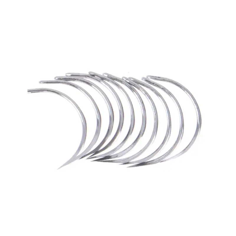 6/10 Stück chirurgisches Nahtwerkzeug, langlebiges Metall, 1/2-Ecknadel, Doppel-Augenlid, wissenschaftliches DIY-Zubehör – Detail 9