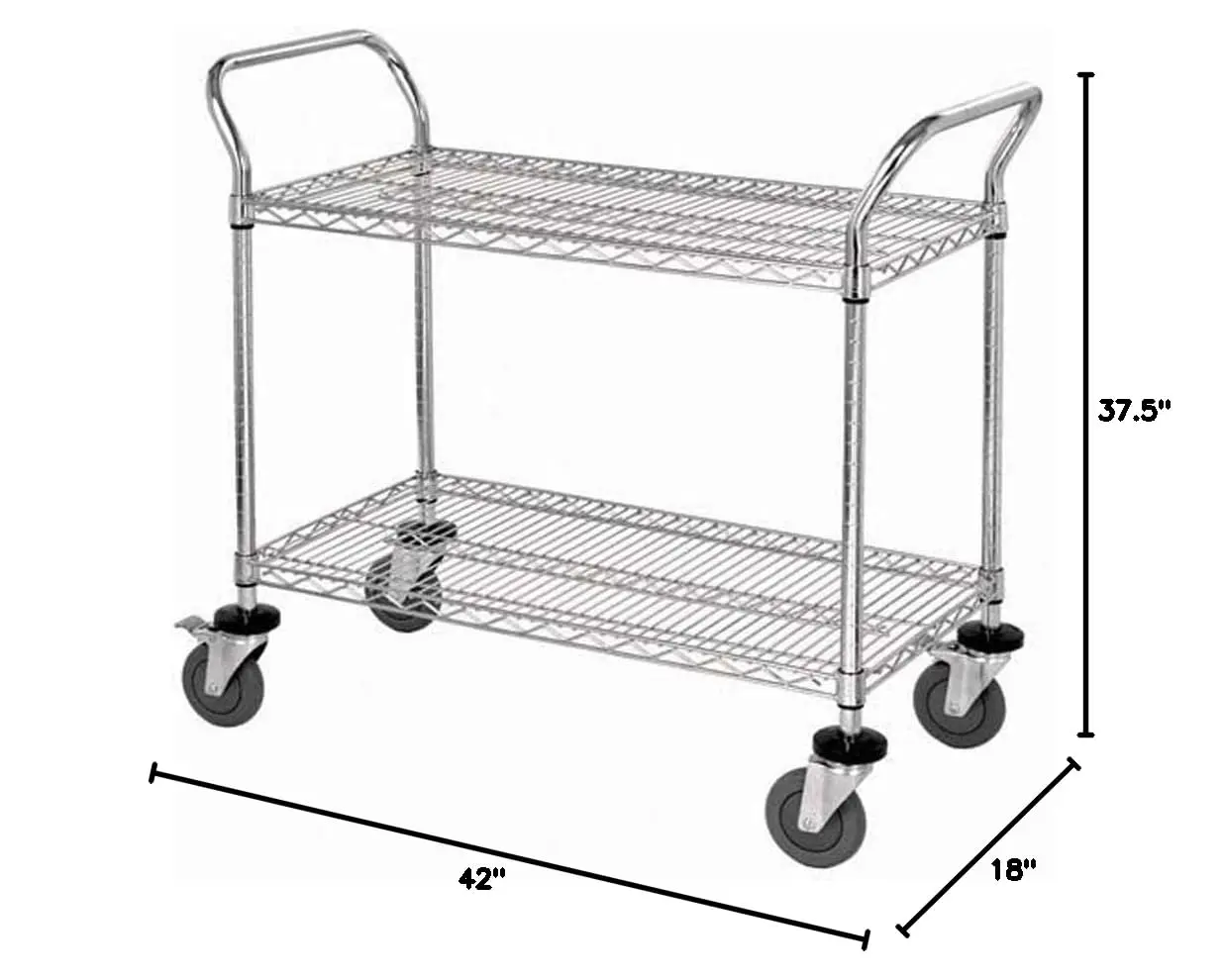 Quantum Storage Systems Wrc-1842-2 2-Tier Wire Utility Cart, 2 Wire Shelves, 5