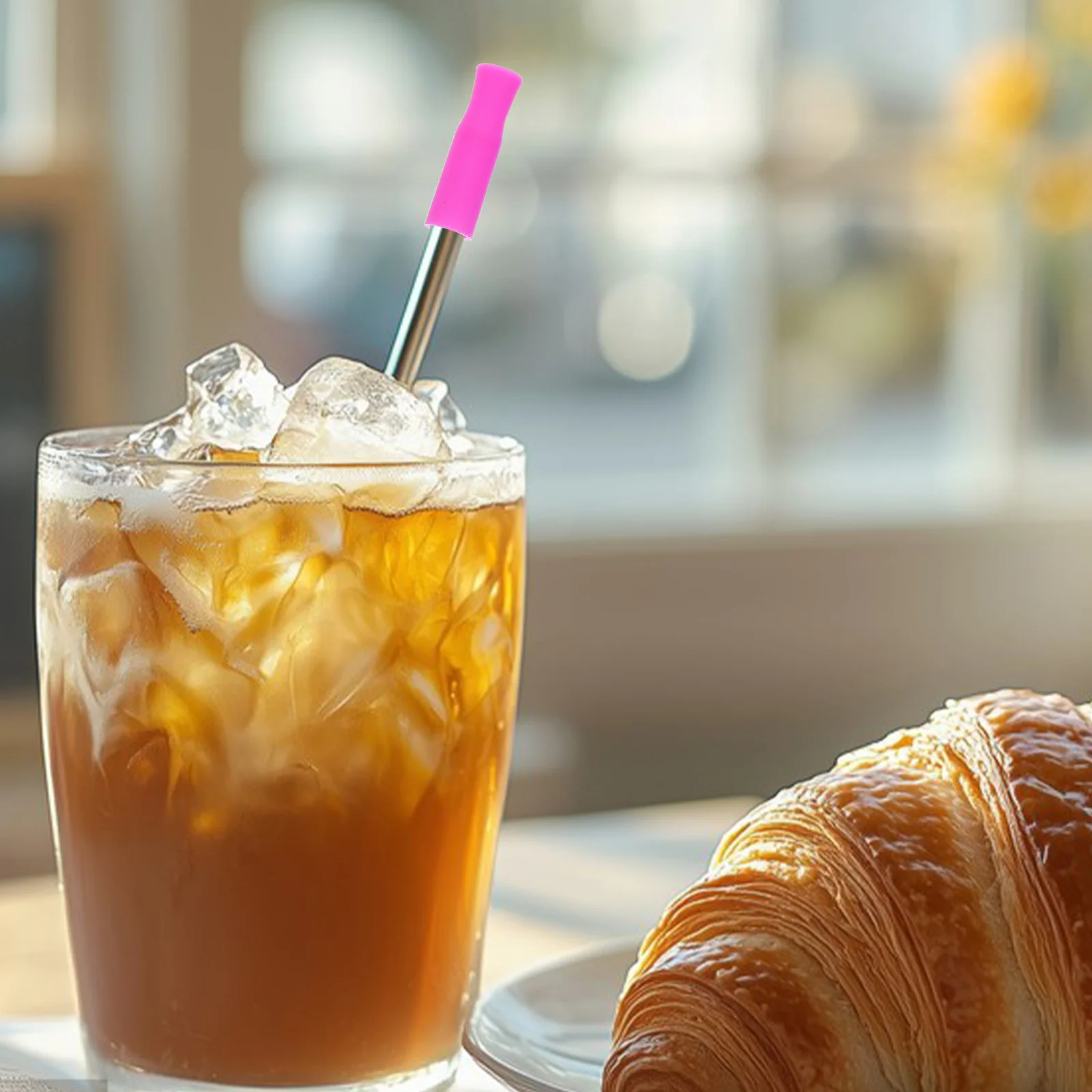 

50pcs Silicone Straw Tips 6Mm Reusable Leakproof Heat Resistant Microwave Safe For Home Office Coffee Shop Noise Reduction Straw