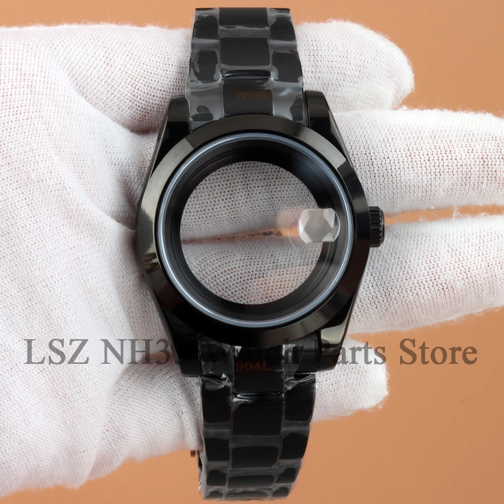 

for datejust black pvd 40mm nh35 waterproof watch case fit nh35 nh36 movement 28.5mm dial jubilee/oyster watchband accessories